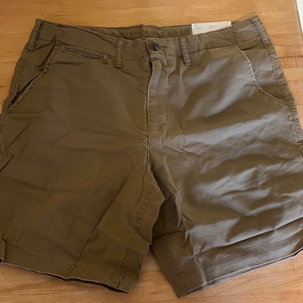 American Eagle Outfitters Men's Olive Flat Front Shorts